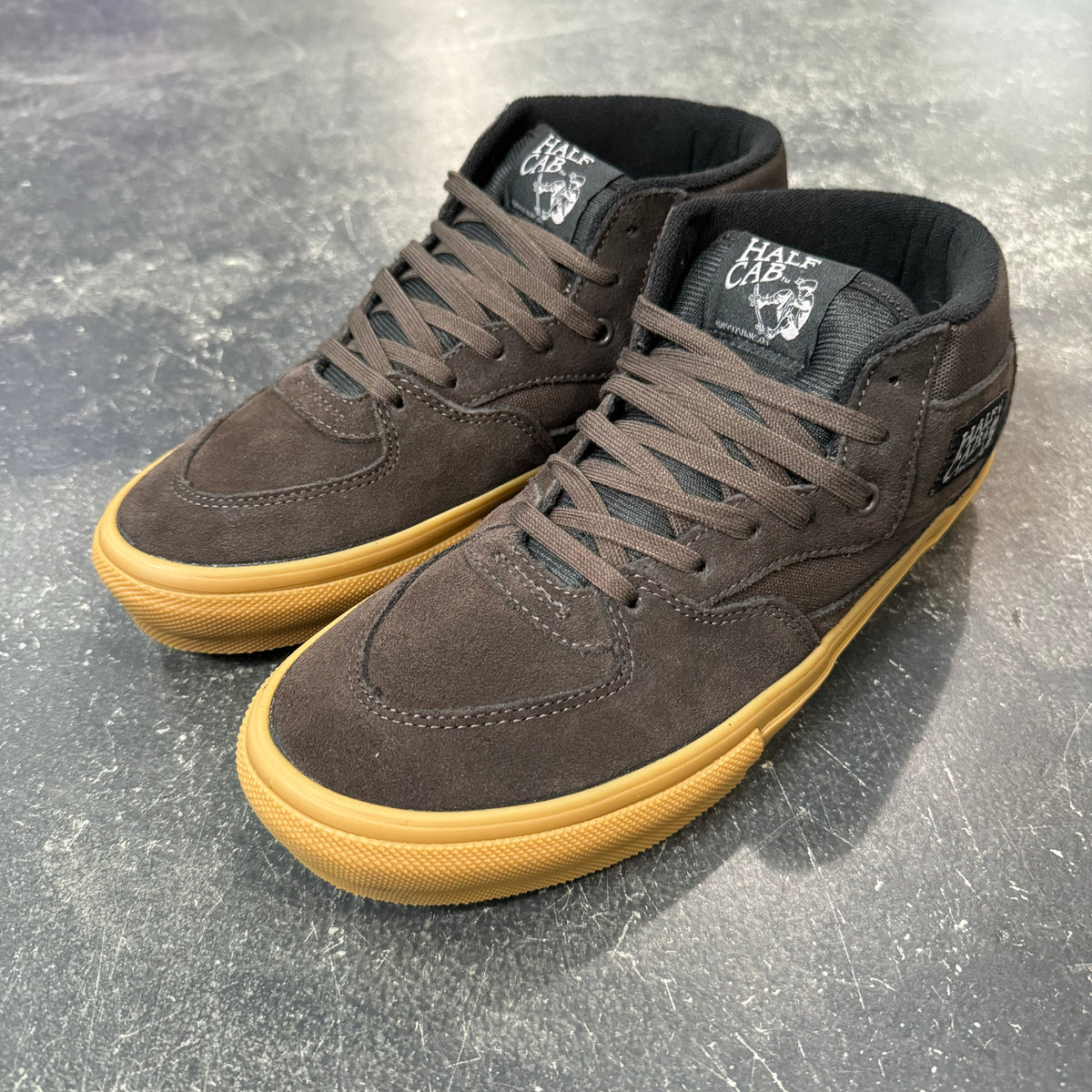 Vans Skate Half Cab Men Size 7.5 Popcush Brown And Gum 032026 Skate Half Cab Vans Mens Shoes in goldenbrown-gum for men  main image 2