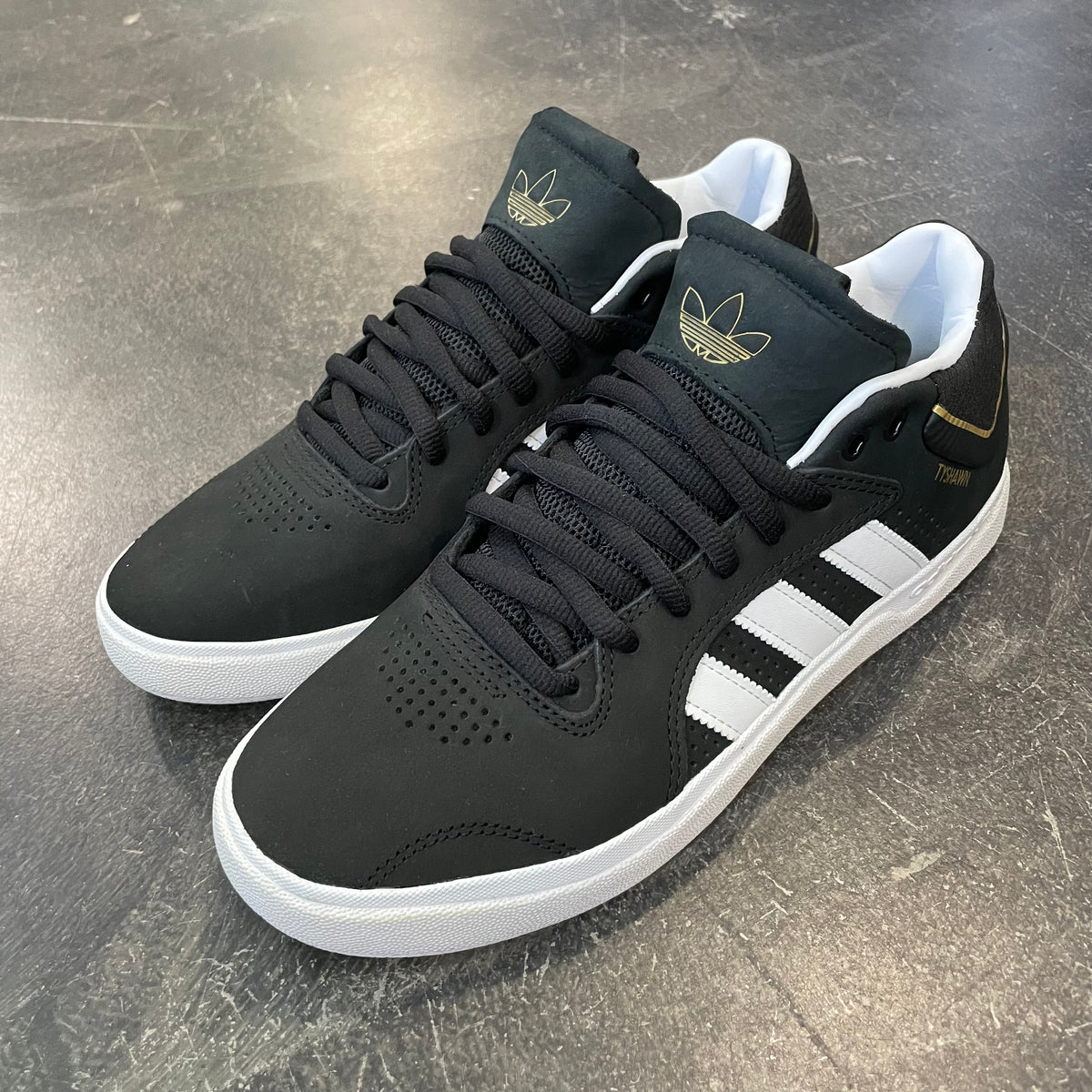 Adidas Tyshawn Low Bold Gold White Coe Black Shoes H06338 Men\'s Size 11.5 Adidas Tyshawn Low Black/White/Gold SALE – 561 Skate main image 2