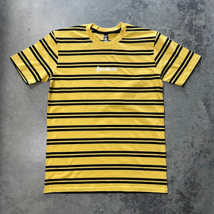 561 T-shirt Striped Fish Script Yellow/Black/White