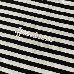 561 T-shirt Striped Fish Script White/Black/White
