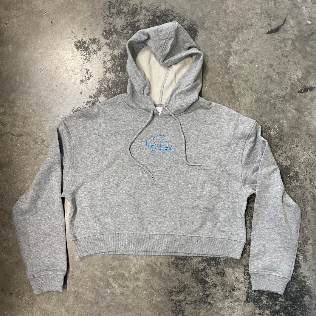 561 Sweatshirt Crop Top Women's Hoodie Shel Script Heather Grey/Blue