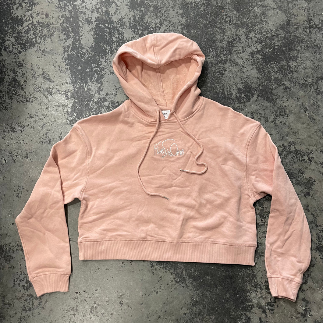 561 Sweatshirt Crop Top Women's Hoodie Shel Script Pale Pink