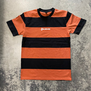 561 T-shirt Striped Fish Script Rust/Black/White