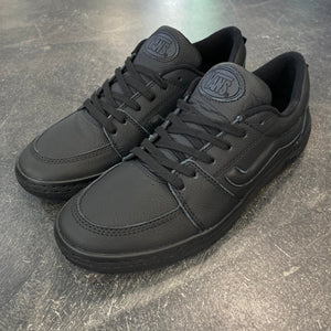 Black leather vans shop sale