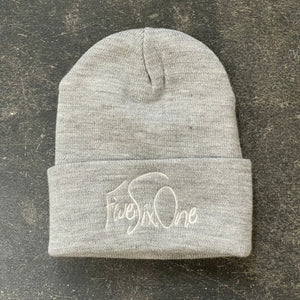 561 Beanie Shel Script Heather Grey/White