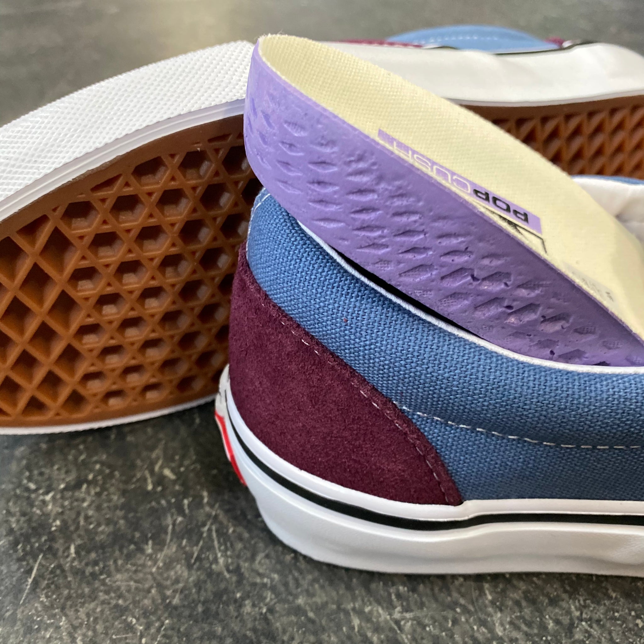 Maroon and 2025 blue vans