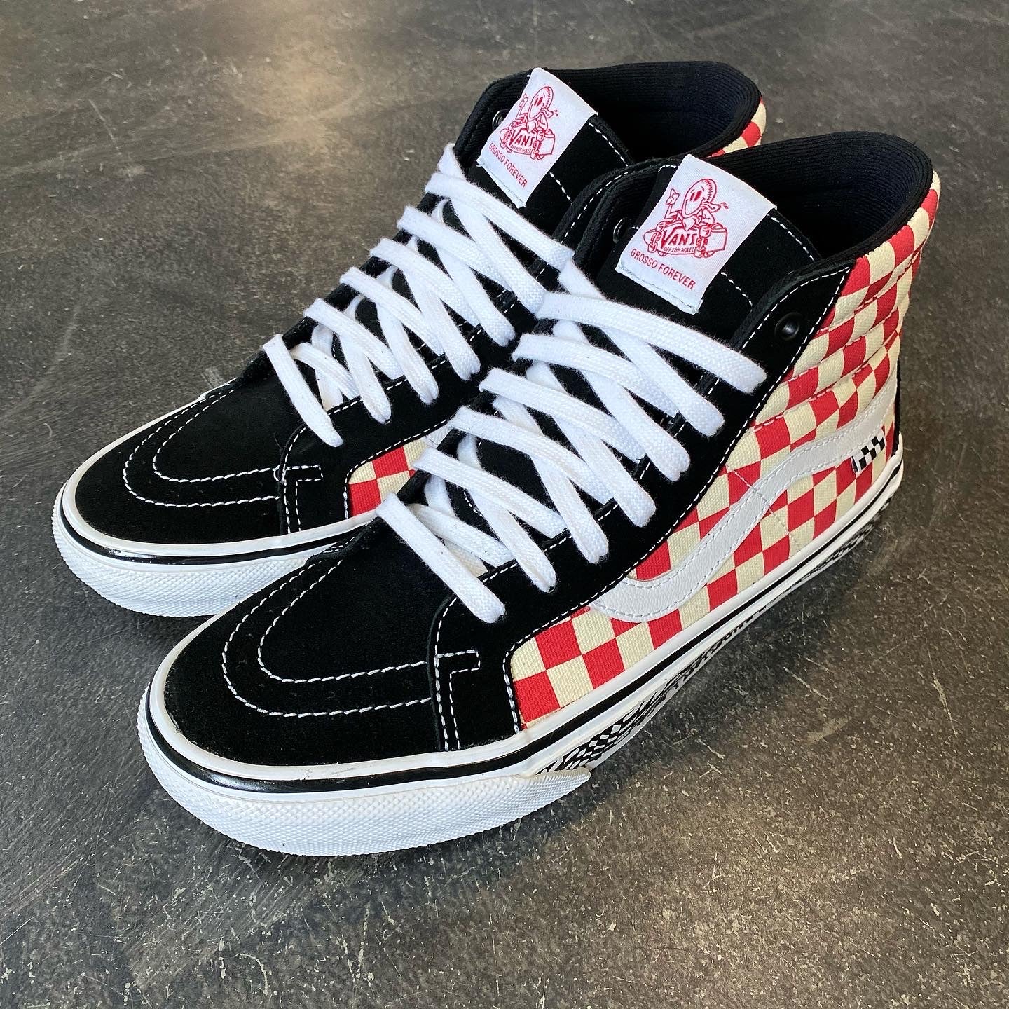 Red checkered sk8 hi vans Clearance