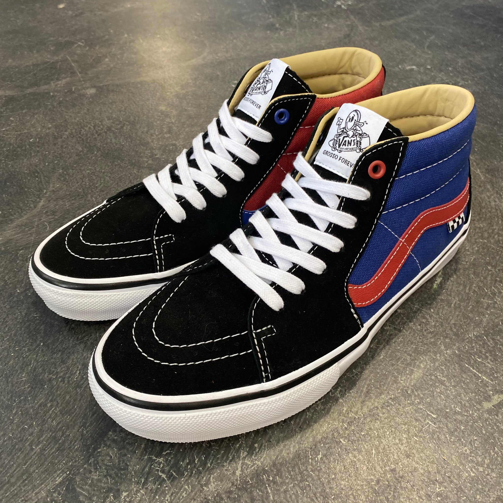 Red and blue low 2025 top vans